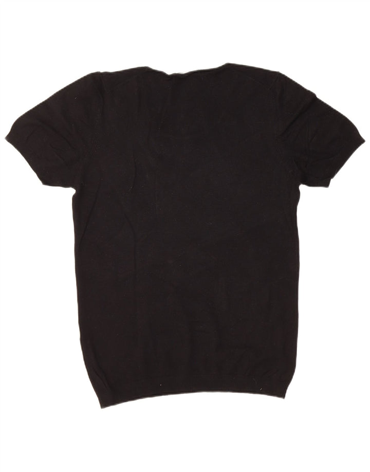 ZARA Pull à manches courtes et col bateau pour homme Noir moyen