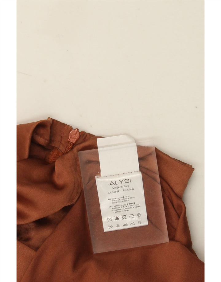 ALYSI Chemisier à manches longues pour femme UK 10 Petite soie marron