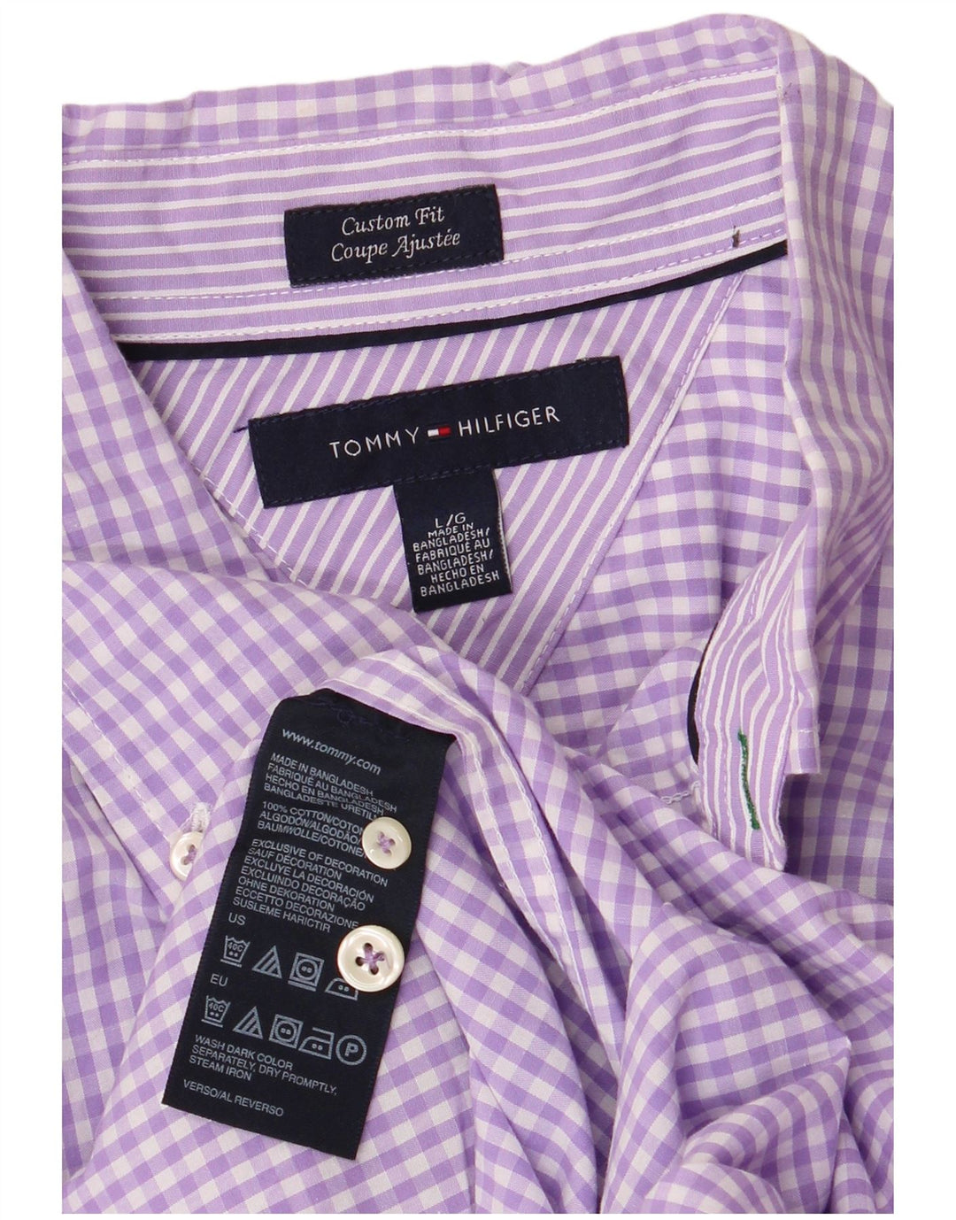 Tommy Hilfiger Chemise sur mesure pour homme Grand coton vichy violet