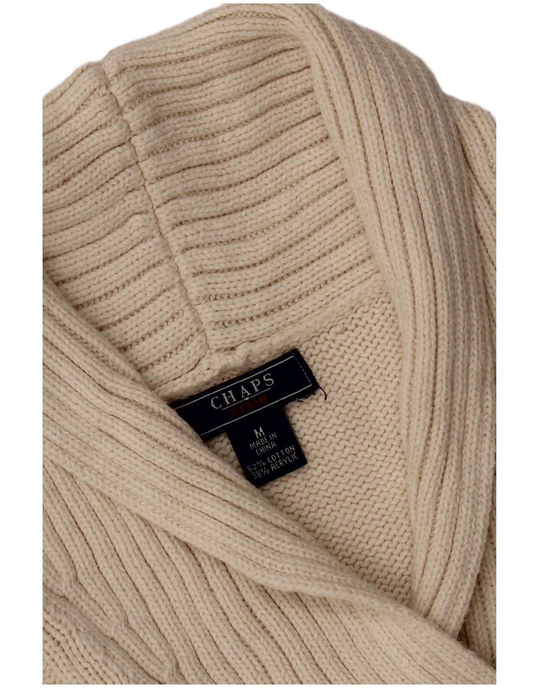 Chaps Pull à col châle pour femme UK 44 en coton blanc cassé moyen