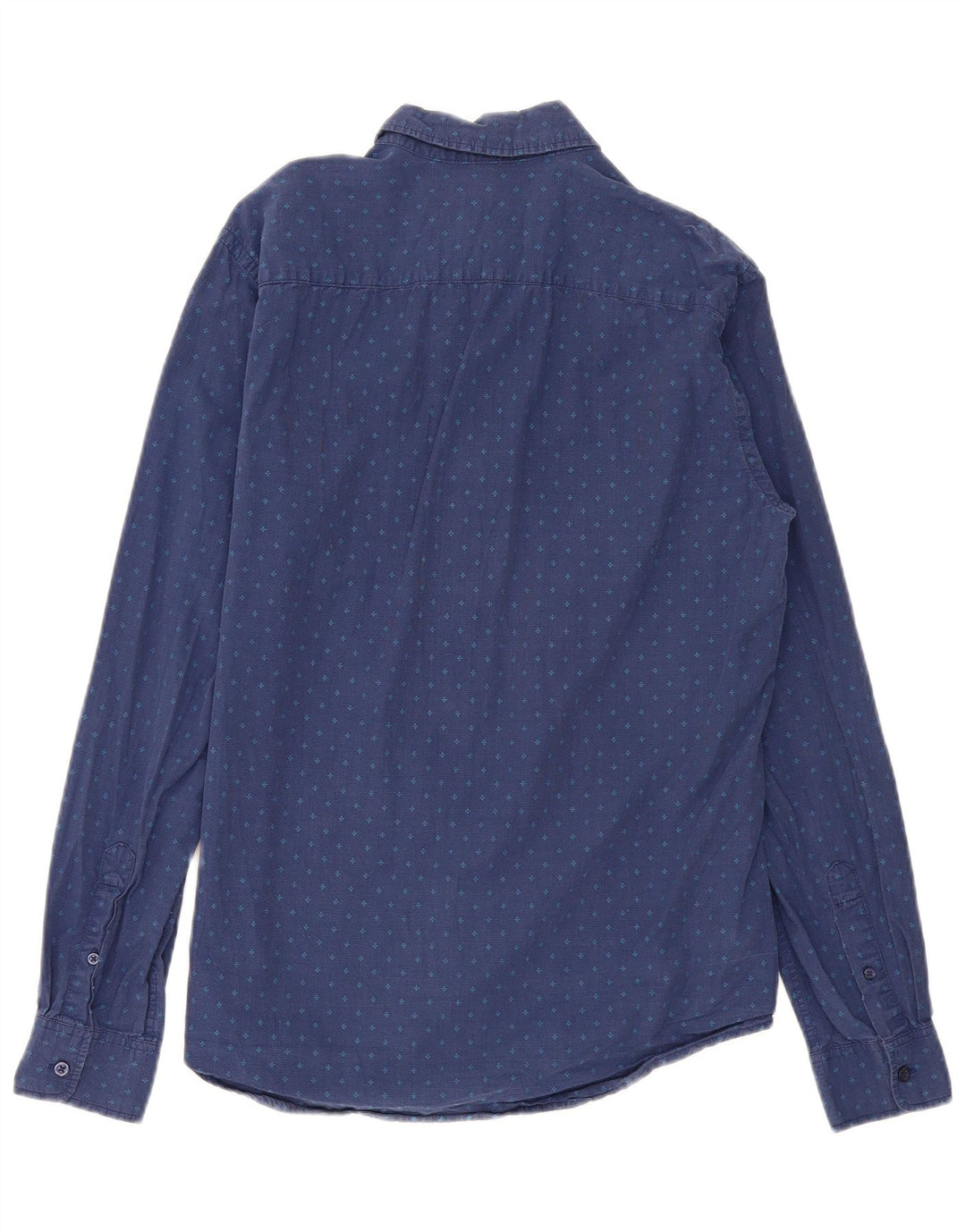 BENETTON Chemise Homme Large Bleu Marine Pois Coton