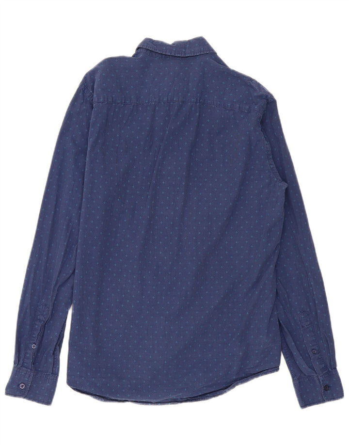 BENETTON Chemise Homme Large Bleu Marine Pois Coton