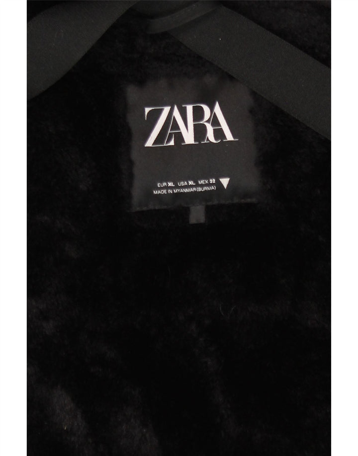 Zara Parka à capuche pour femme UK 18 XL Noir Polyester