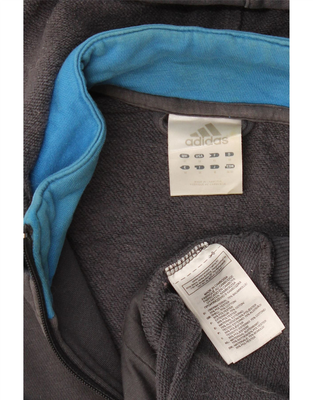 ADIDAS Pull à capuche zippé graphique pour homme en coton gris moyen