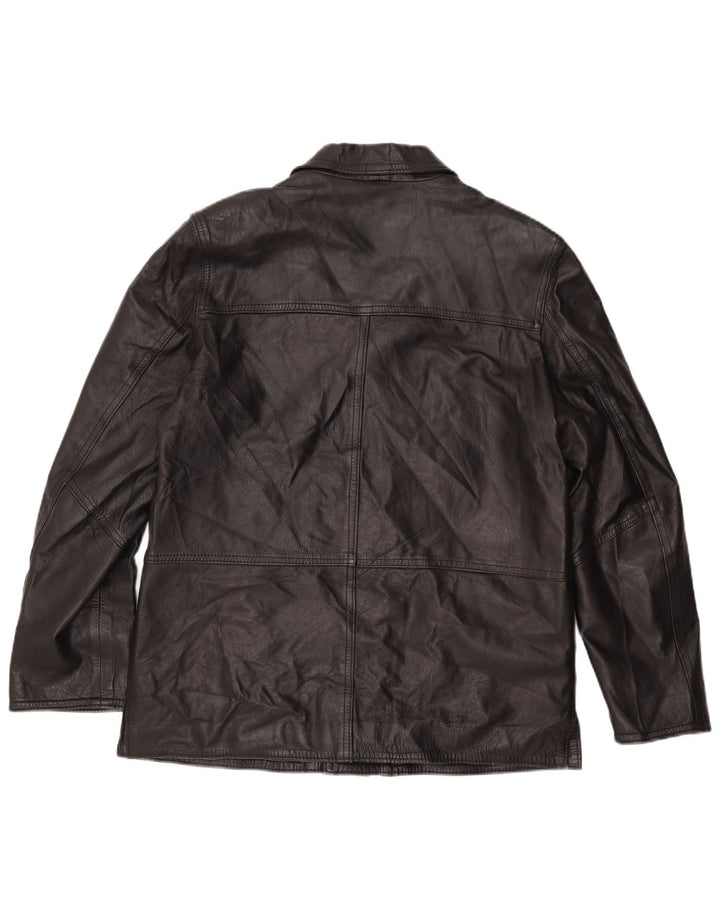 VINTAGE Veste en cuir homme UK 42 XL Cuir noir