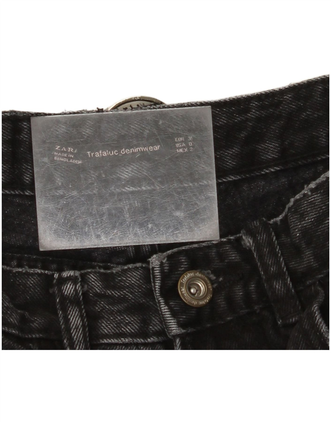 ZARA Short en jean Trafaluc vieilli pour femme EU 34 2XS W24 Noir