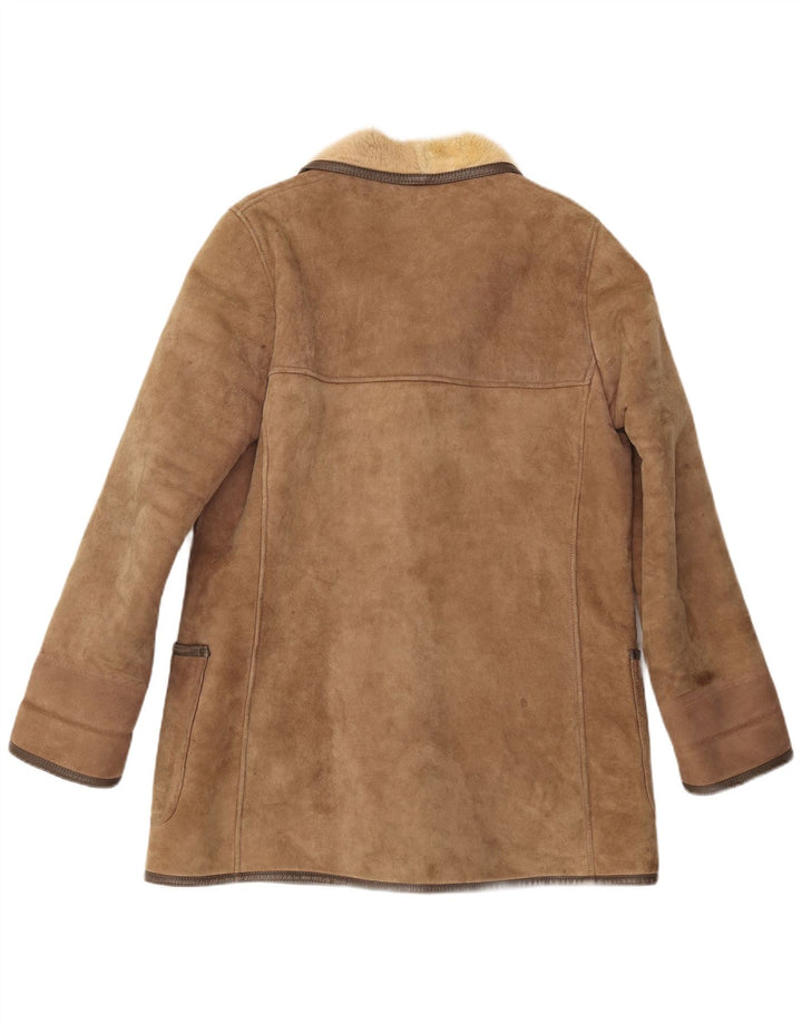 manteau en peau de mouton femme vintage UK 16 Grand Beige