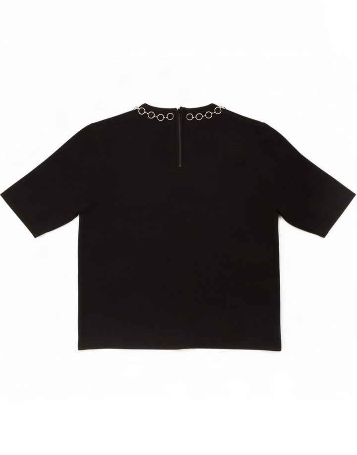 Zara Womens Crop Blouse Top UK 10 Petit Viscose Noir