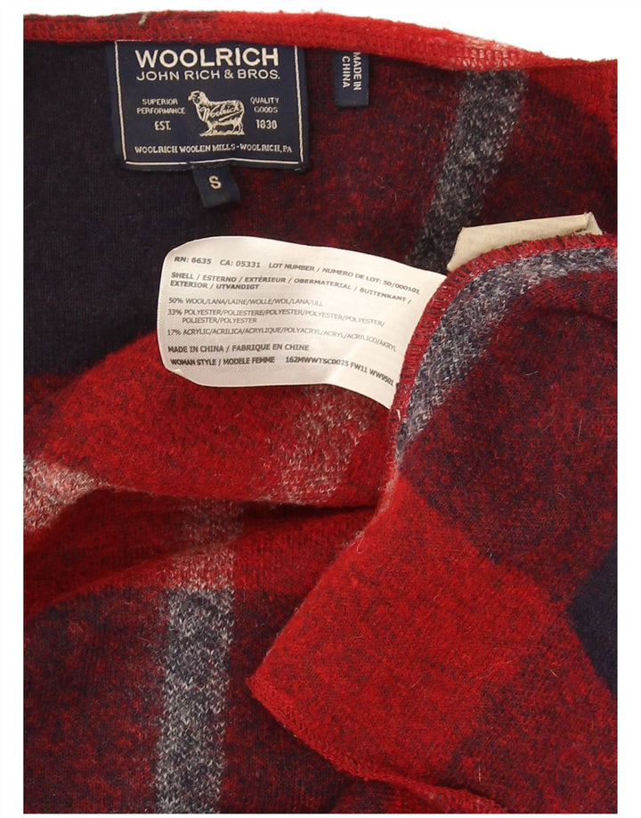 Woolrich Cardigan long pour femme en laine à carreaux rouges UK 10
