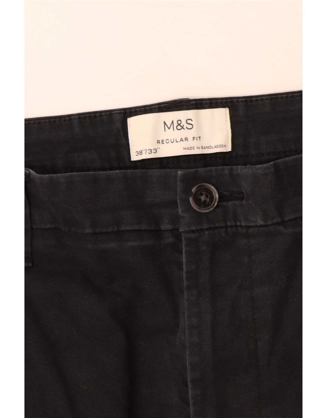 Marks & Spencer Pantalon chino coupe classique pour homme W38 L33 Noir Coton