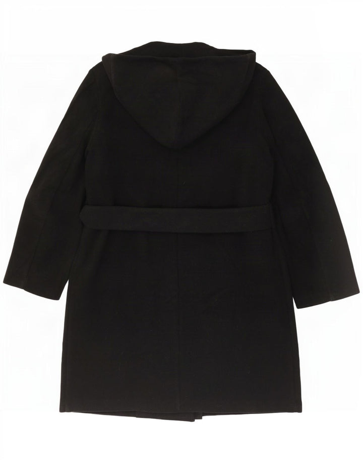 Zara Manteau à capuche double boutonnage pour femme UK 18 XL Noir Polyester