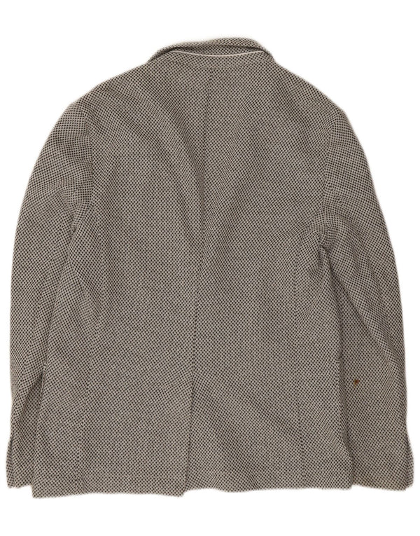 Zara Veste Blazer 2 Boutons Homme EU 50 Gris Moyen Polyester