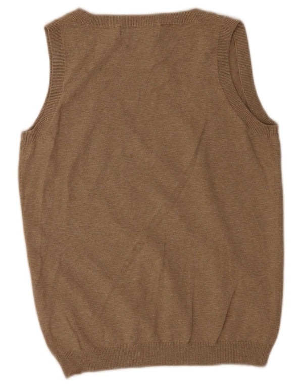 Zara Womens Vest Tank Top UK 16 Large Brown Cotton
