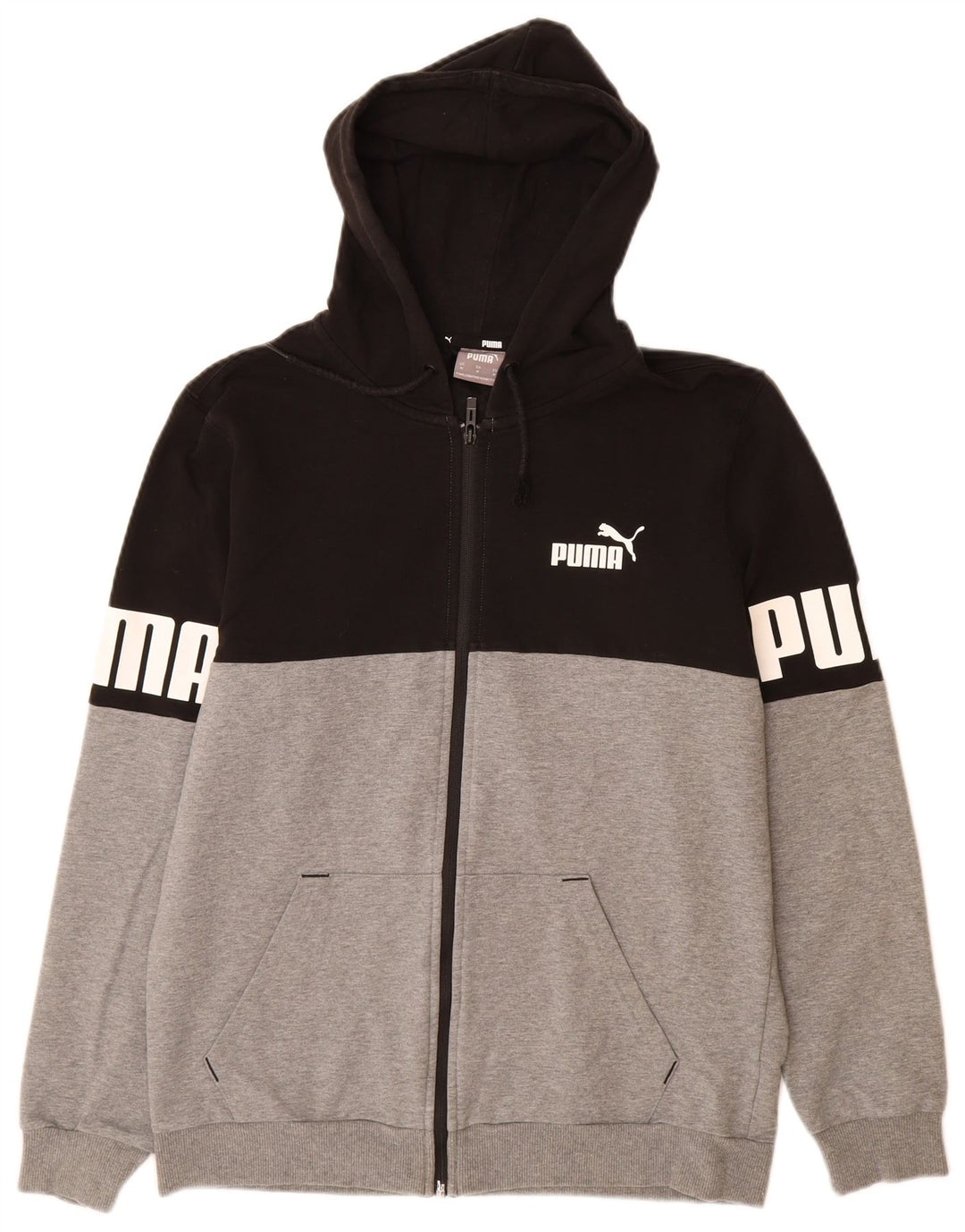 PUMA Sweat à Capuche Graphique Zippé Homme Noir Moyen en Coton Colorblock