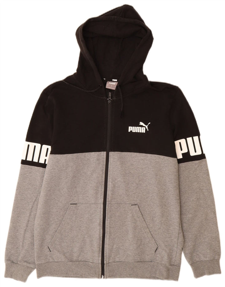 PUMA Sweat à Capuche Graphique Zippé Homme Noir Moyen en Coton Colorblock
