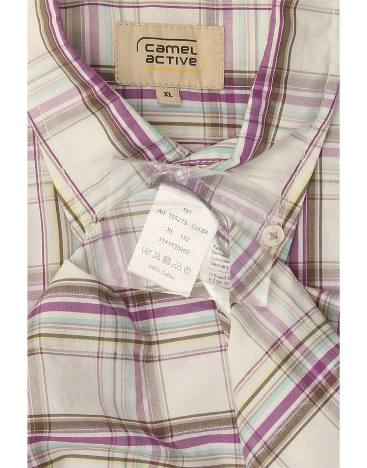 Camel Active Chemise à Manches Courtes Homme XL Coton à Carreaux Multicolore
