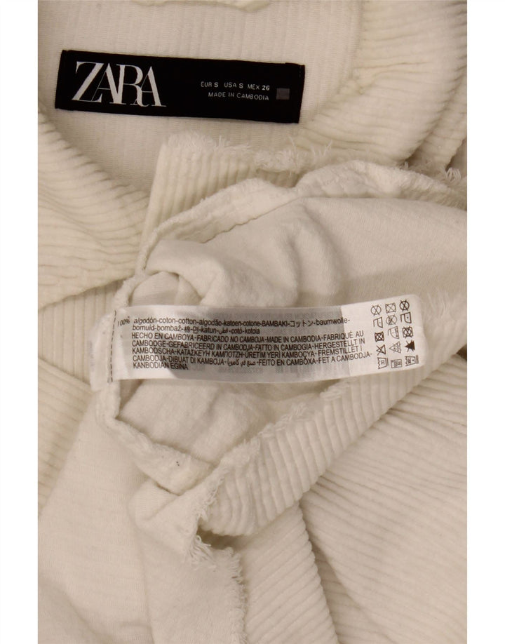 Zara Veste surdimensionnée en velours côtelé pour femme UK 10 Petit coton blanc