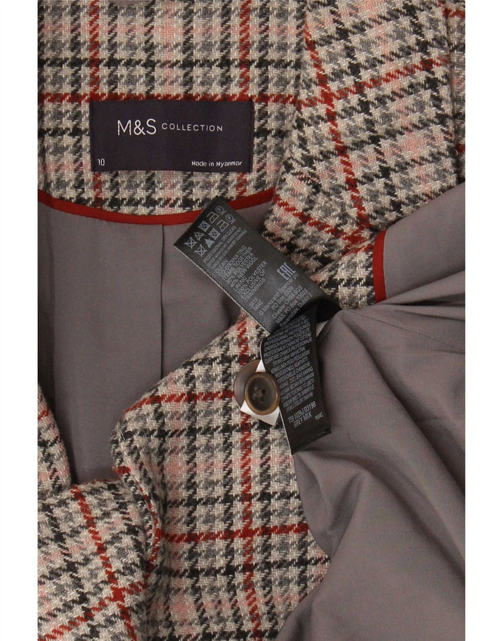 Marks & Spencer Veste blazer à 2 boutons pour femme UK 10 Petit pied-de-poule gris