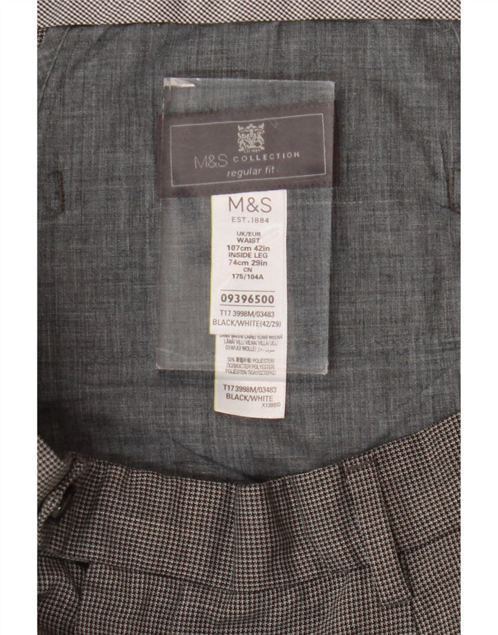 Marks & Spencer Pantalon de costume coupe classique pour homme W42 L29 pied-de-poule noir