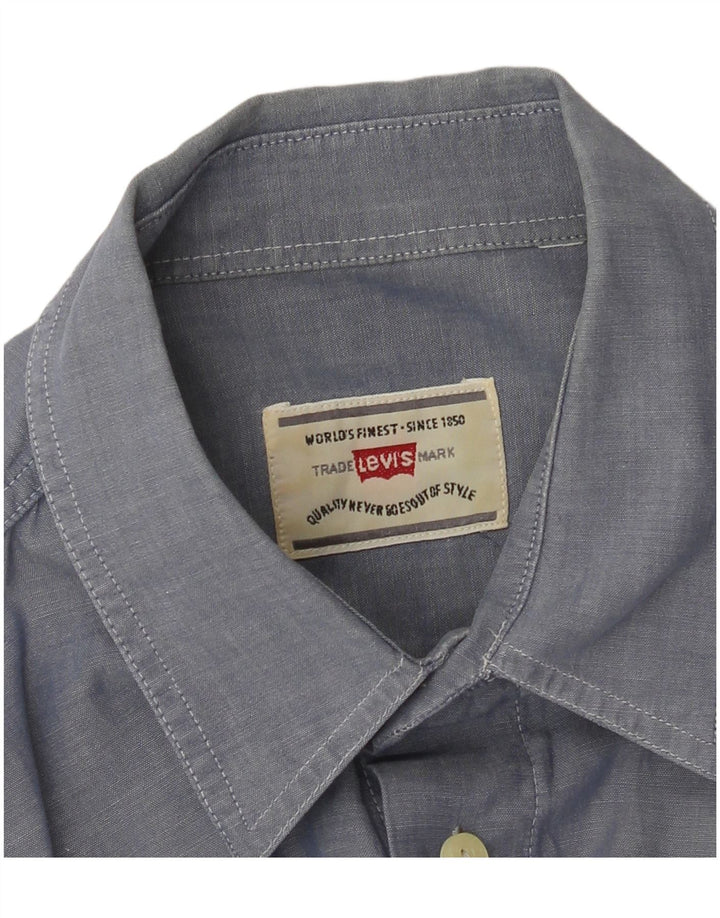 LEVI'S Mens Short Sleeve Shirt Large Blue