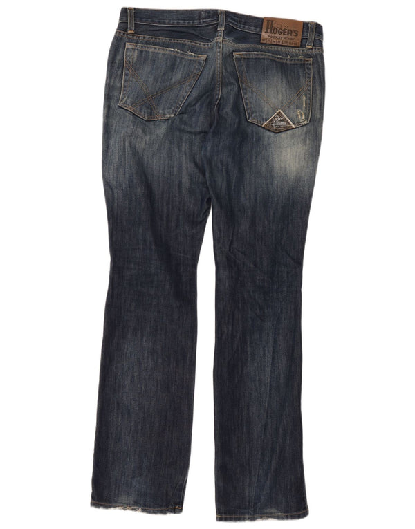 Roy Rogers Jean bootcut taille haute effet vieilli pour femme IT 48 XL W34 L34 Bleu