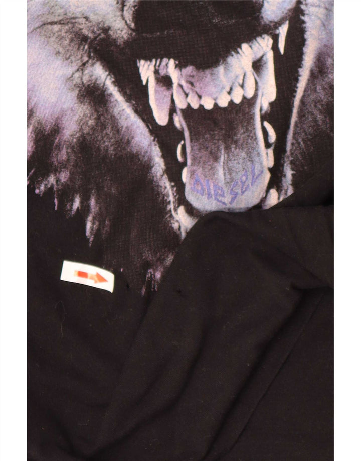 Diesel T-Shirt Graphique Homme Noir Moyen Coton