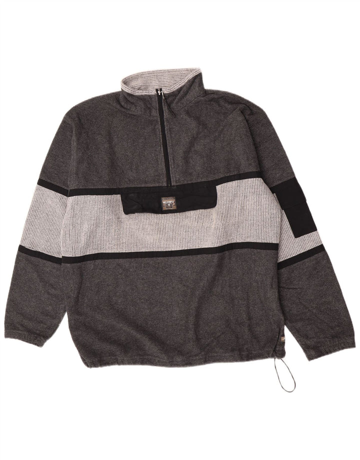 MC Kee's Pull polaire à col zippé pour homme XL Gris Colorblock Polyester