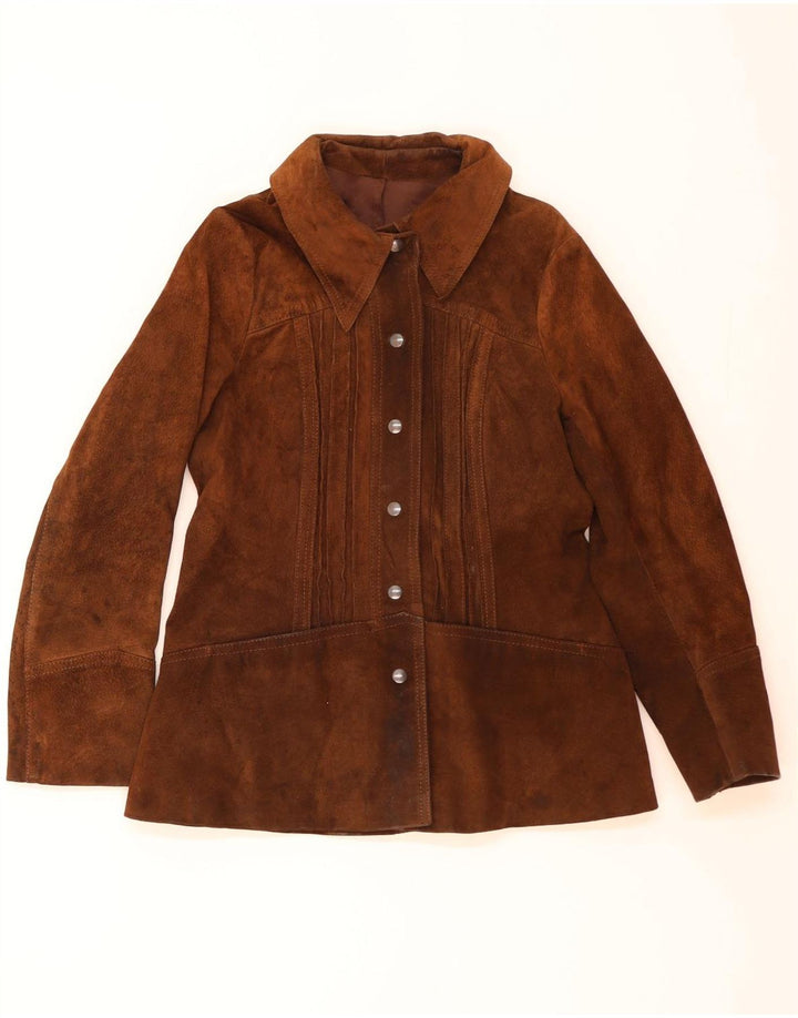 veste en daim femme vintage UK 12 Brun moyen
