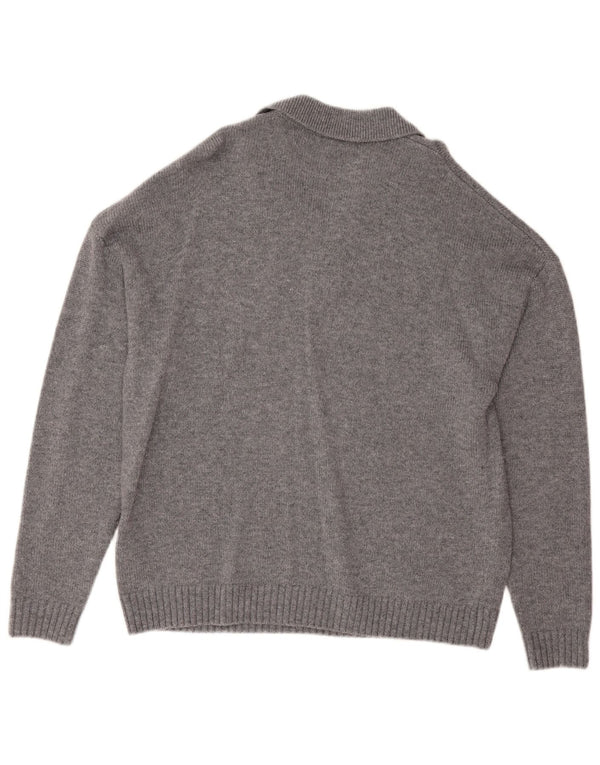 Reiss Pull à col polo pour homme en laine mouchetée gris moyen
