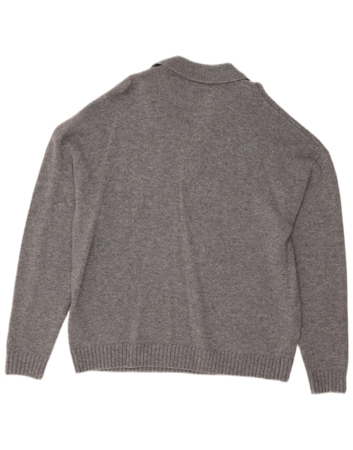Reiss Pull à col polo pour homme en laine mouchetée gris moyen