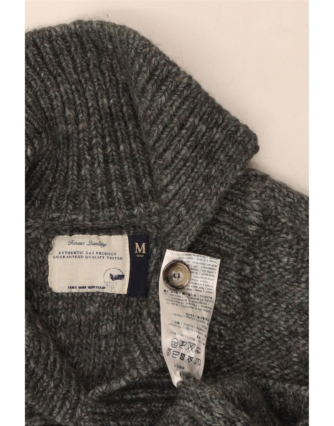 Gas Pull Col Polo Homme Gris Moyen Laine Mouchetée