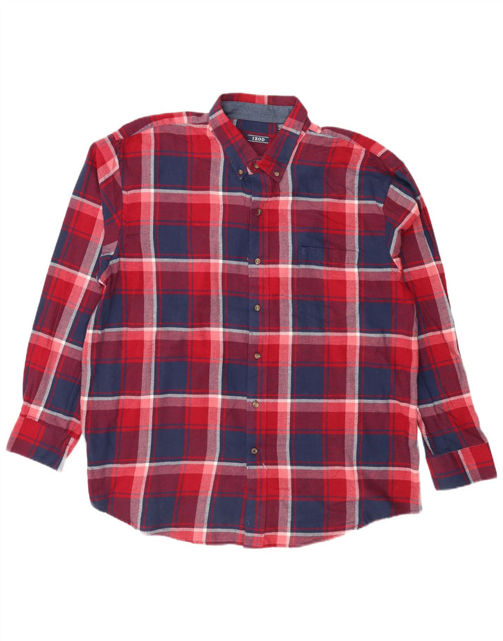 Izod Chemise en flanelle pour homme 2XL en coton à carreaux rouges