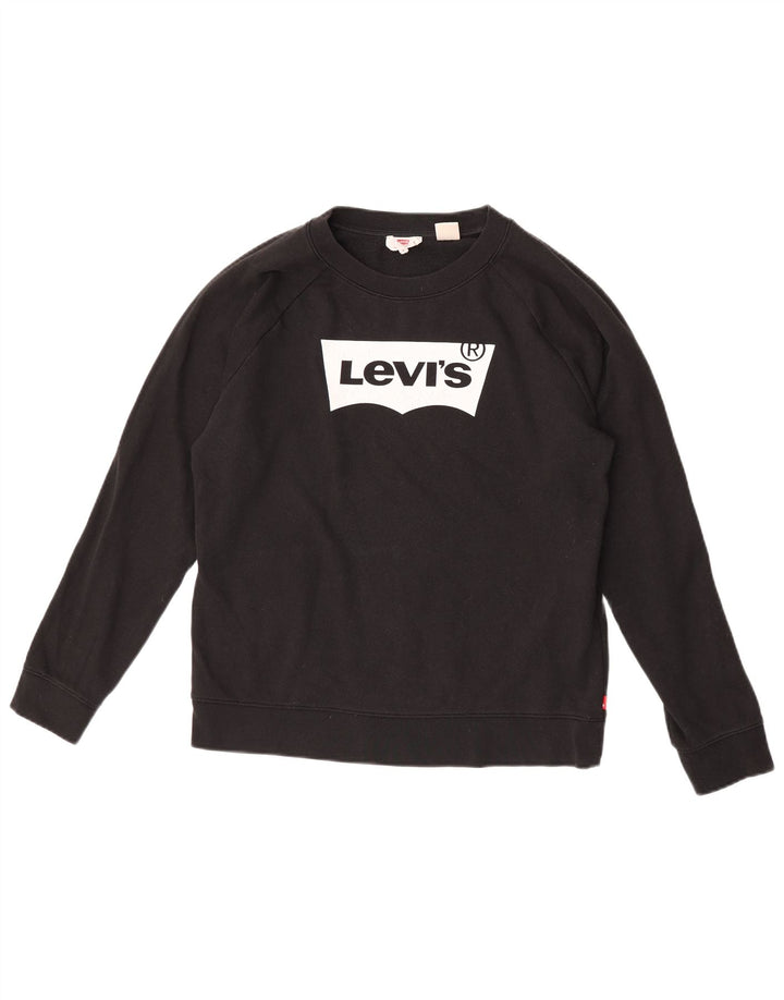 Levi's Sweat-shirt surdimensionné graphique pour femme UK 10 Small Noir Coton