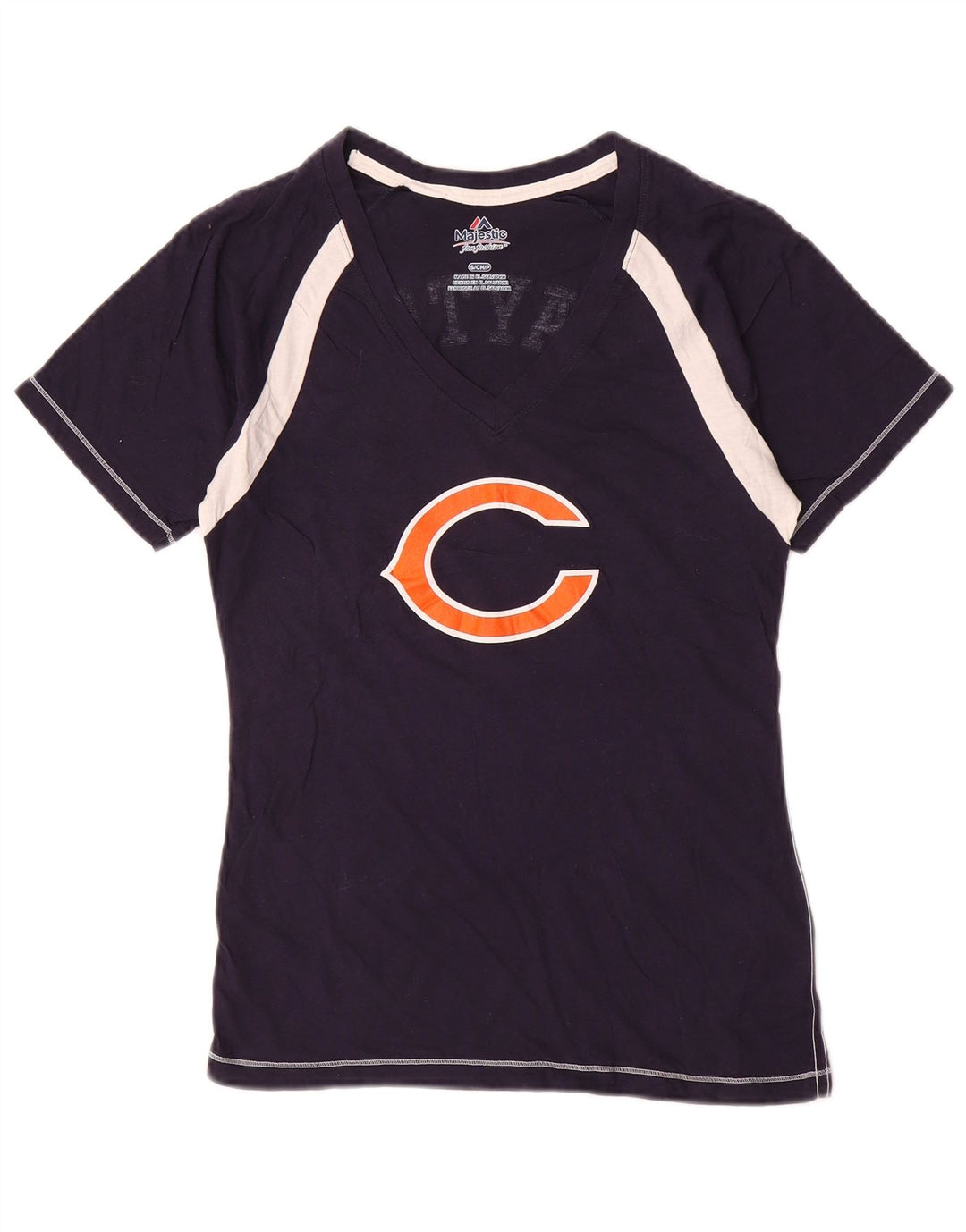 MAJESTIC T-shirt graphique Chicago Bears pour femme UK 10 Small Bleu marine