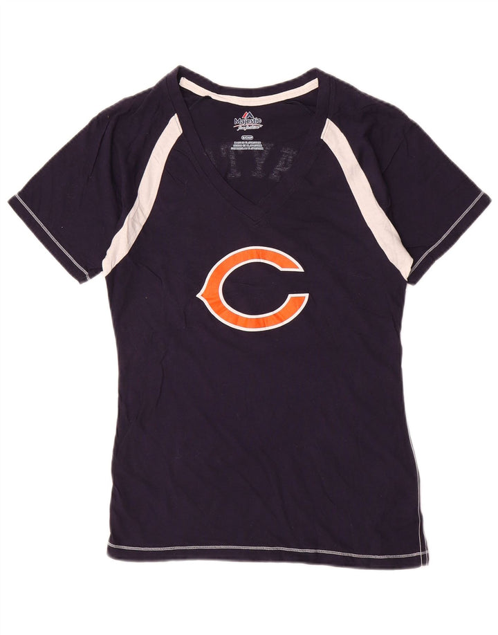 MAJESTIC T-shirt graphique Chicago Bears pour femme UK 10 Small Bleu marine