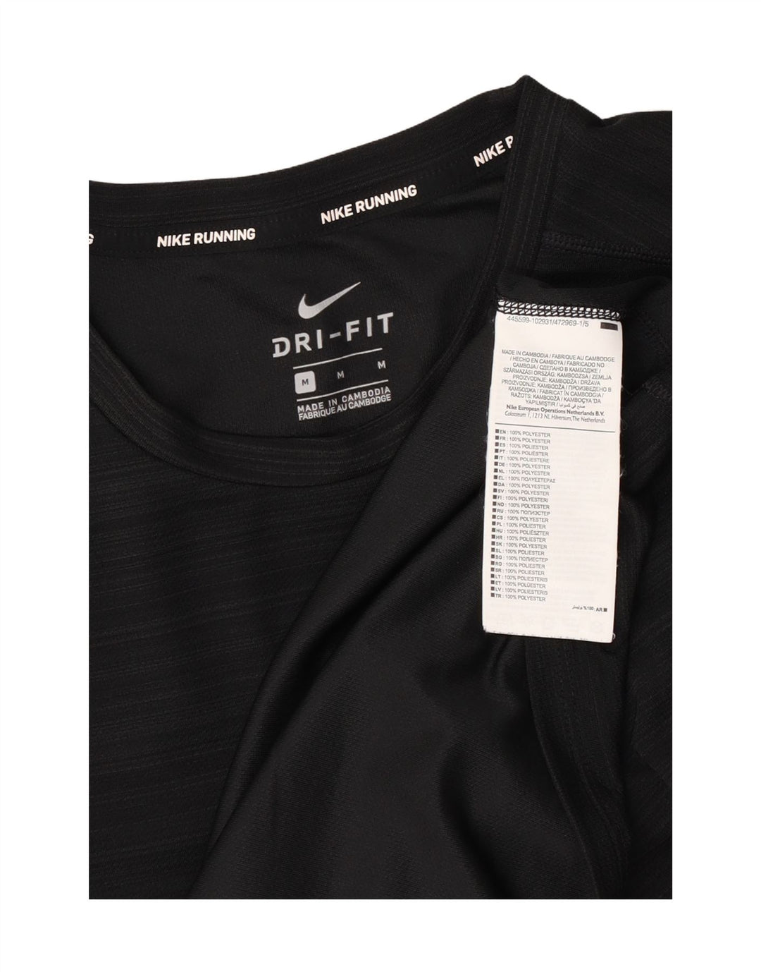Nike Hommes Dri Fit T-Shirt Haut Noir Rayé Polyester