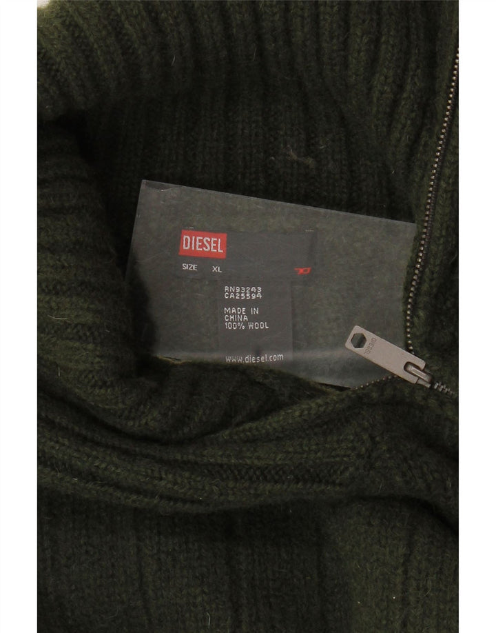 DIESEL Pull col zippé pour femme UK 18 XL Kaki Laine