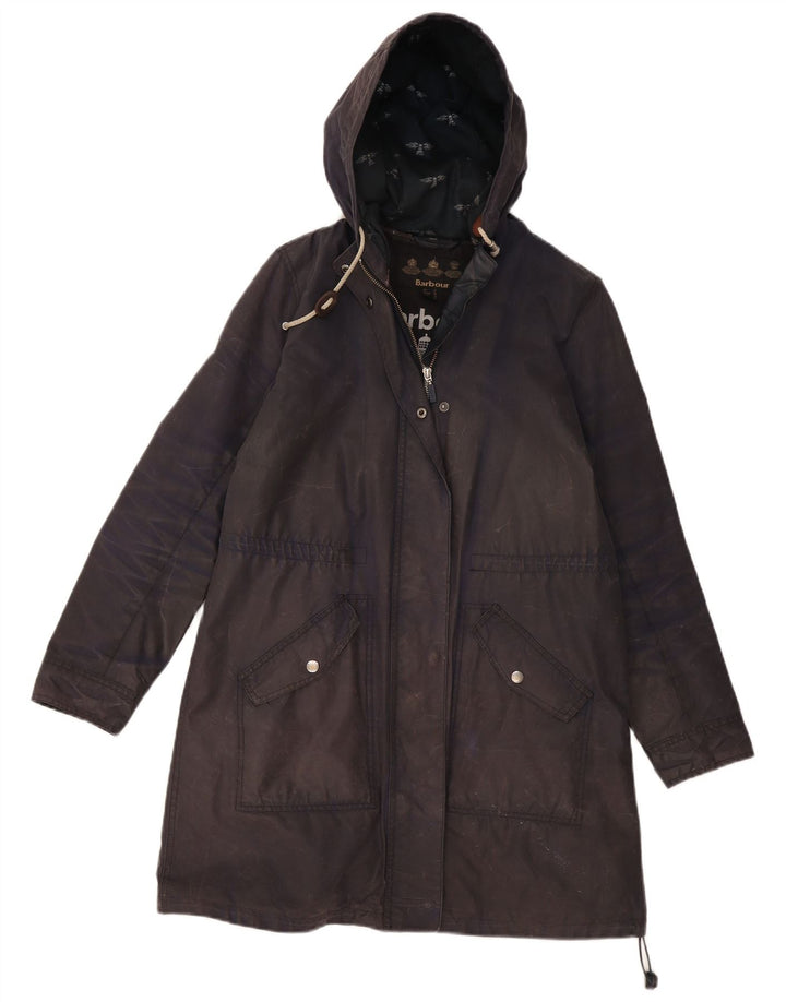 Barbour Veste parka cirée à capuche pour femme UK 12 Bleu marine moyen