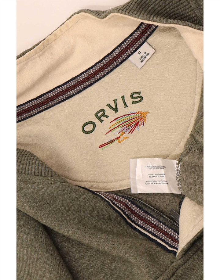 Orvis Sweat-shirt col zippé pour homme XL Kaki Coton