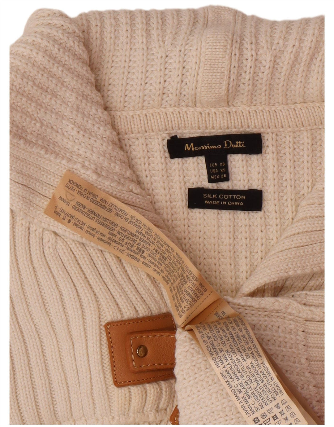 MASSIMO DUTTI Cardigan à capuche pour femme UK 6 XS Beige Coton