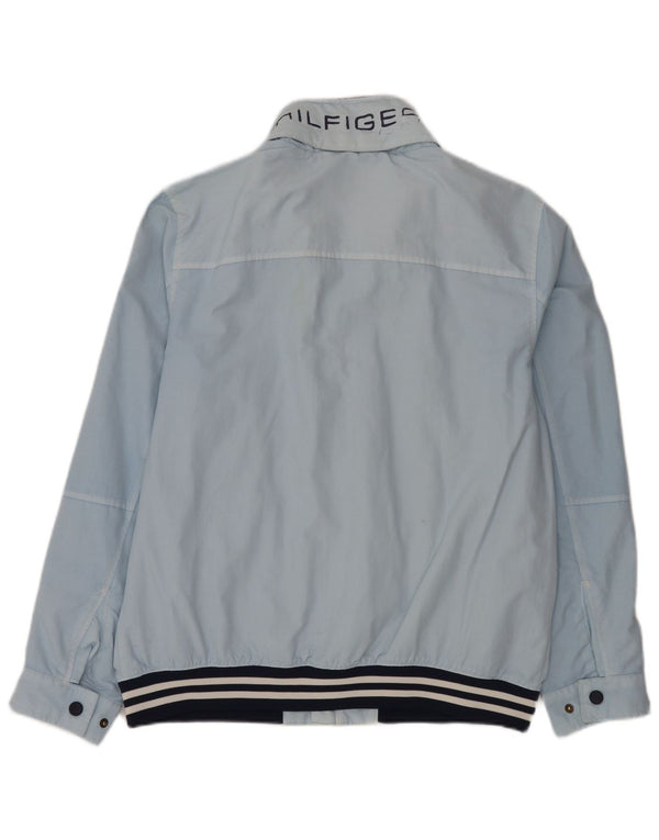 Tommy Hilfiger Veste bomber à capuche graphique pour homme UK 40 Large Bleu Rayé