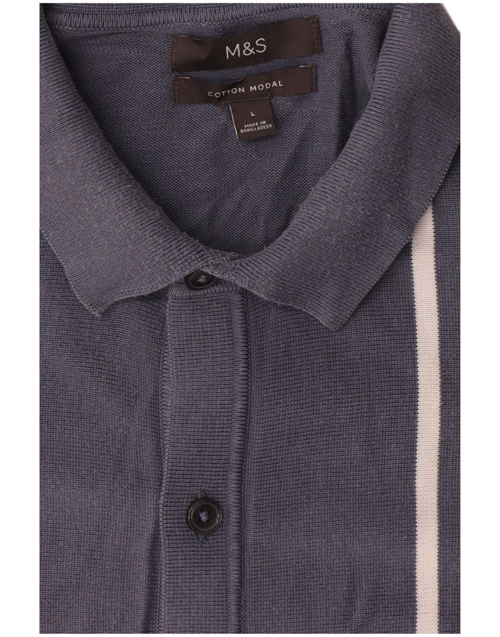 Marks & Spencer Cardigan pour homme en coton rayé bleu marine Taille L