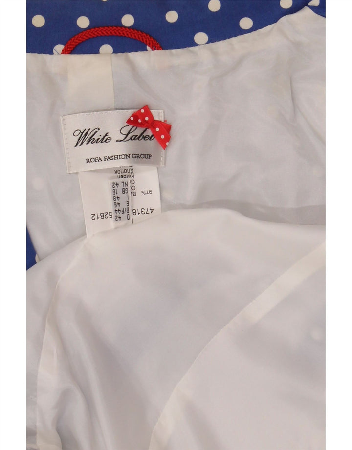 WHITE LABEL Womens 3 Button Blazer Jacket UK 16 Large Blue Polka Dot Vintage White Label and Second-Hand White Label from Messina Hembry 