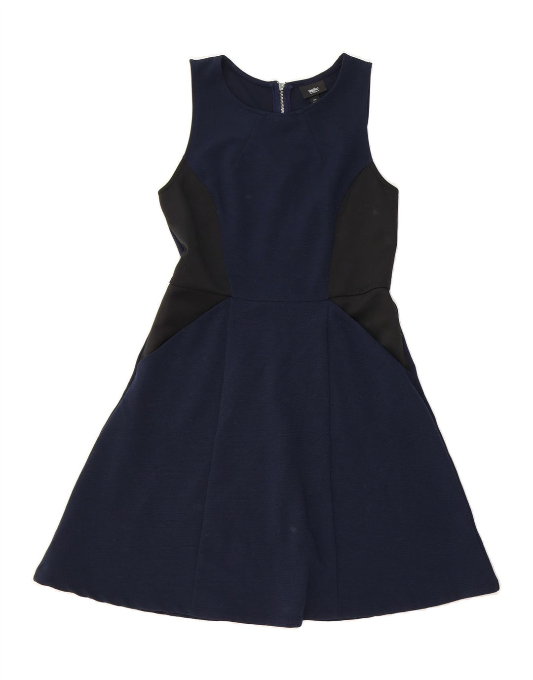 MOSSIMO Womens Sleeveless A-Line Dress UK 12 Medium Navy Blue Colourblock Vintage Mossimo and Second-Hand Mossimo from Messina Hembry 