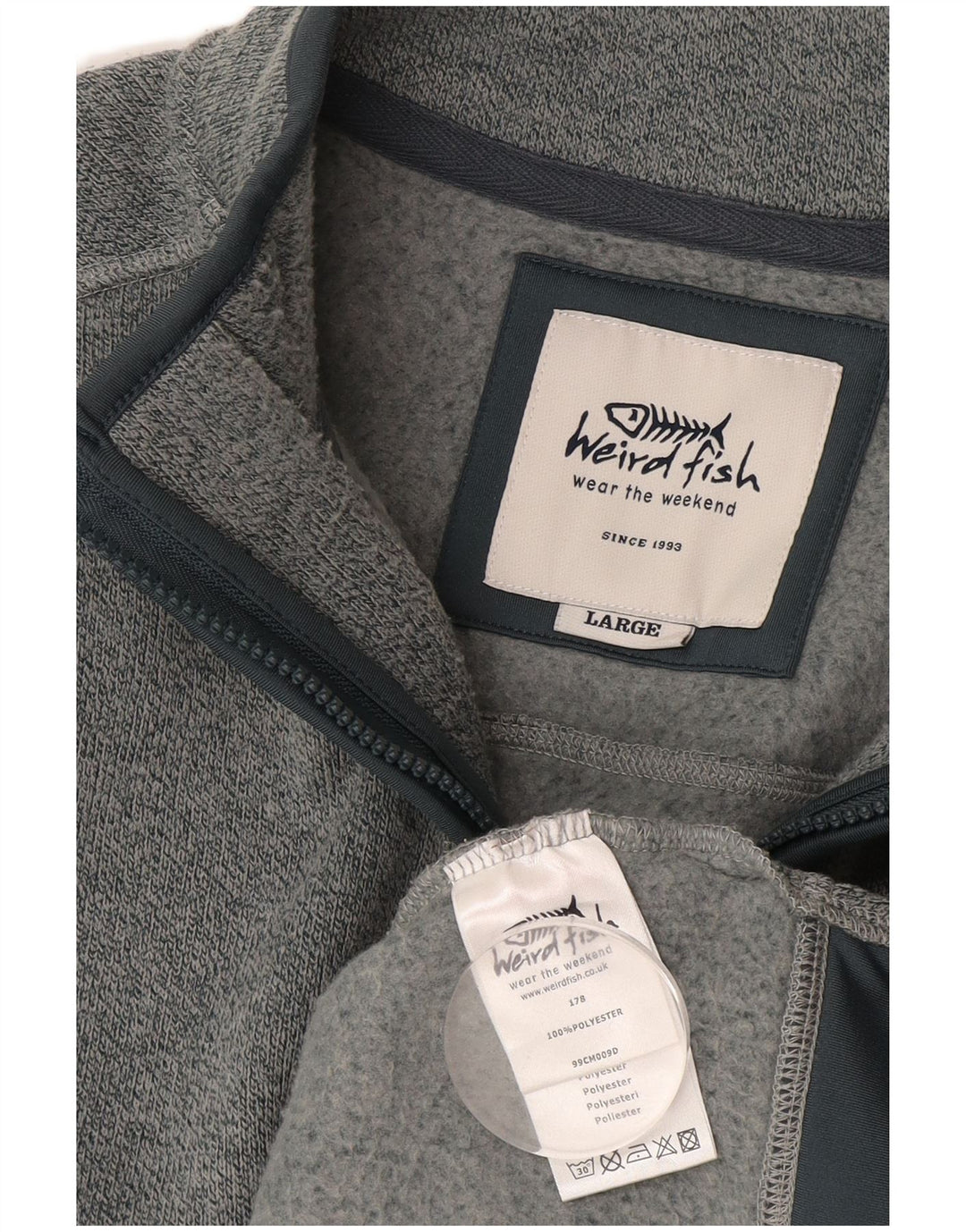 Weird Fish Sweat-shirt à col zippé pour homme en polyester moucheté bleu