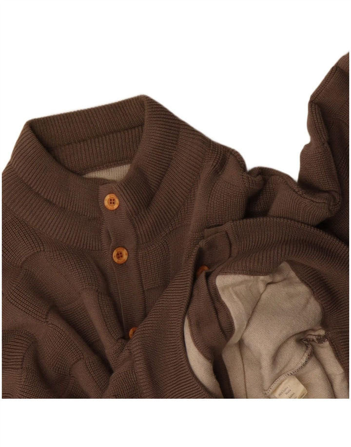 vintage Mens Cardigan Sweater Grand Beige Géométrique Polyacrylique