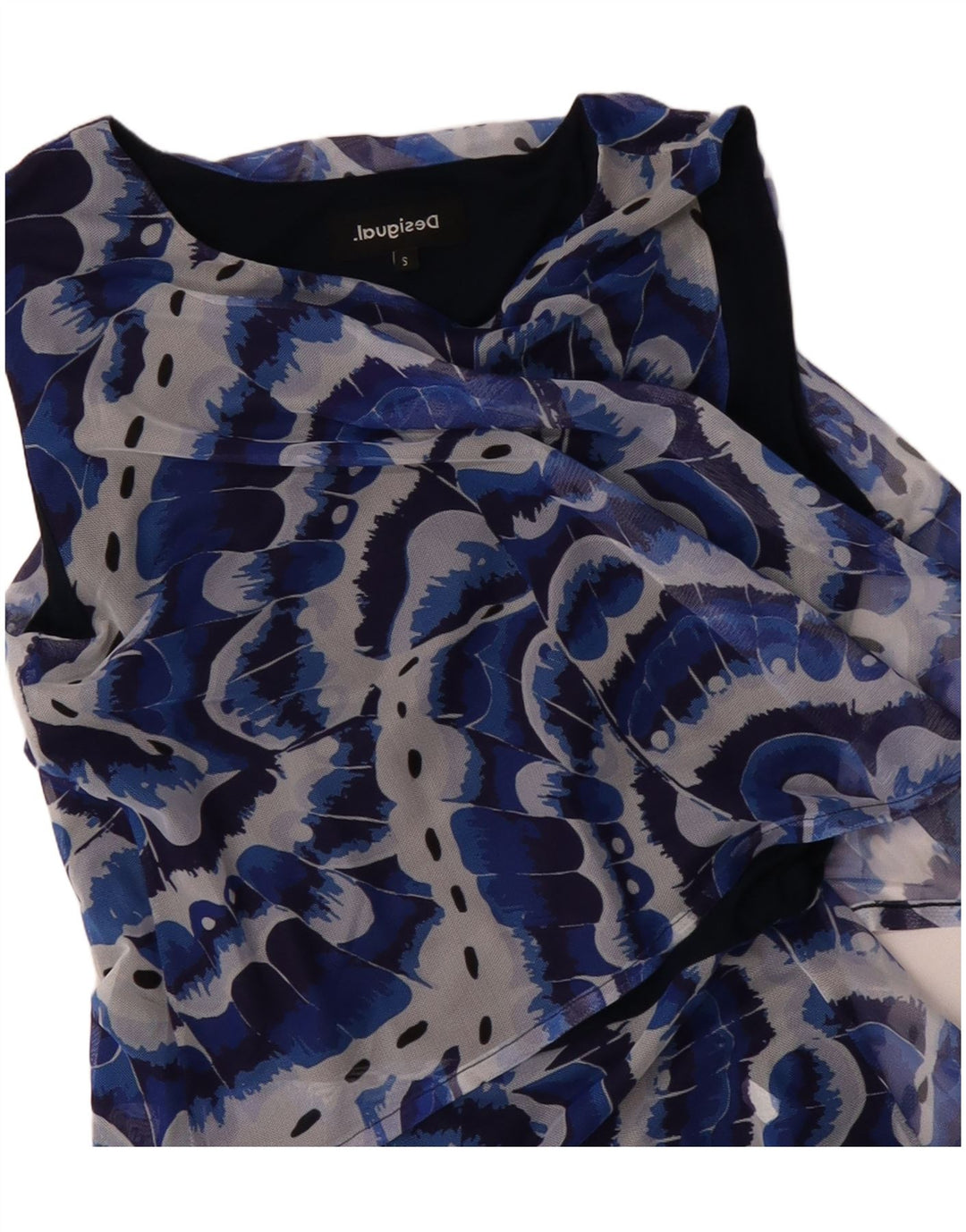 DESIGUAL Robe asymétrique à motif abstrait pour femme UK 10 Small Bleu