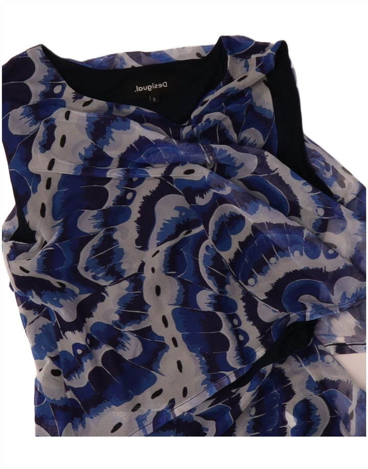 DESIGUAL Robe asymétrique à motif abstrait pour femme UK 10 Small Bleu