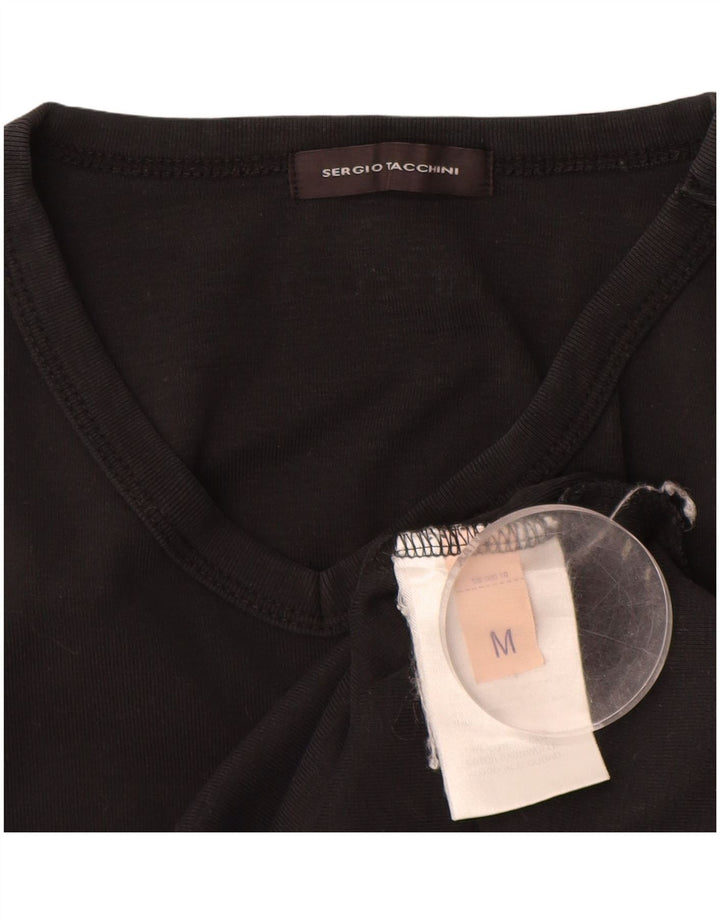 SERGIO TACCHINI Haut Femme Manches Longues UK 12 Coton Noir Moyen