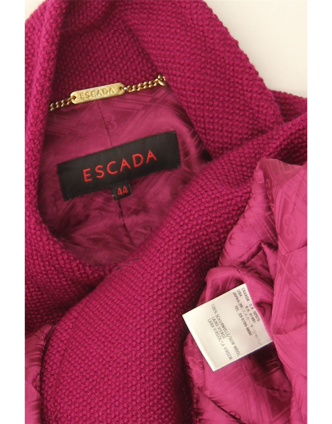 Escada Manteau Double Boutonnage Femme EU 44 XL Violet Laine Vierge